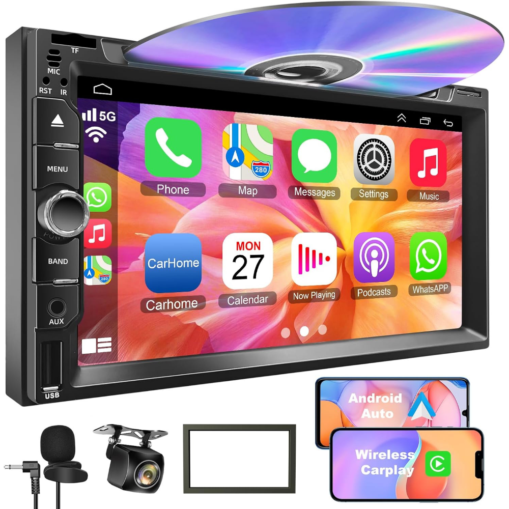 Double Din Car Stereo with CD/DVD Player
