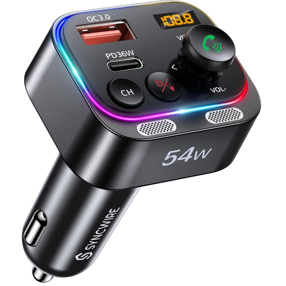 Syncwire Bluetooth 5.4 FM Transmitter Car Adapter