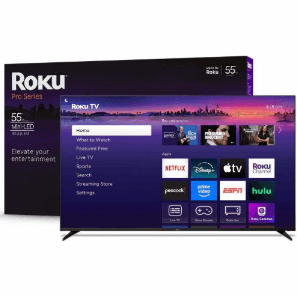 Roku Smart TV 2025 – 55-Inch Pro Series, Mini-LED TV